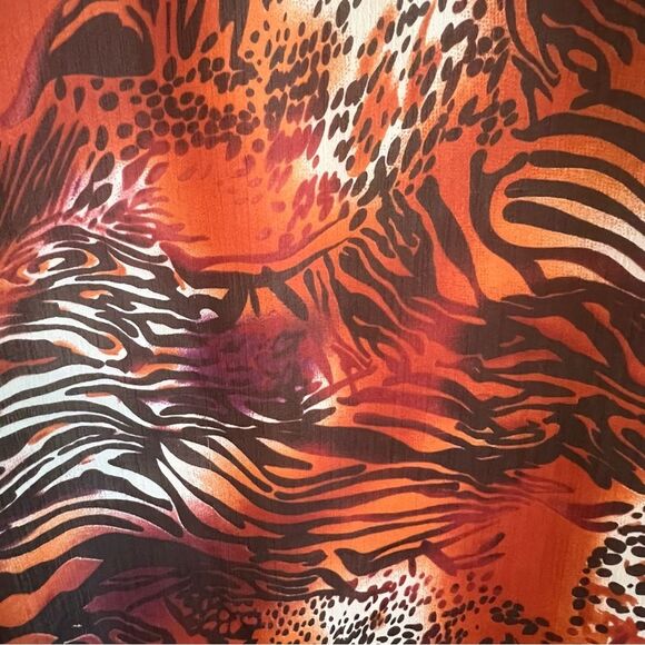 Russell Kemp Womens Oversized Animal Print Tunic Top Size 2X Sheer Flowy Mature - Picture 3 of 9